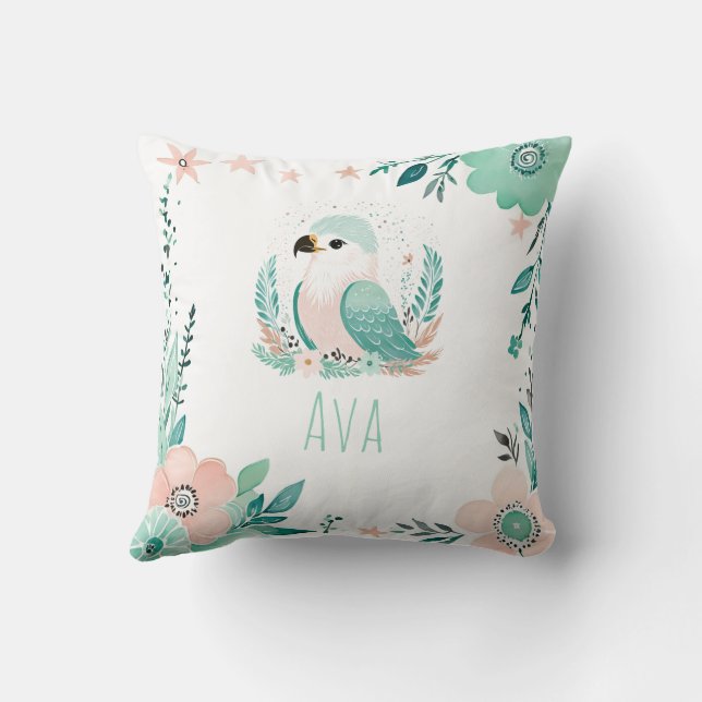 Boho Baby Eagle Coussin Pastel Green personnalisé (Verso)
