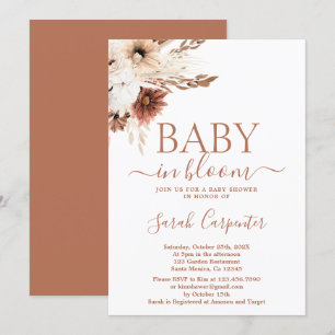 Boho Baby in Bloom Baby shower Girl Invitation
