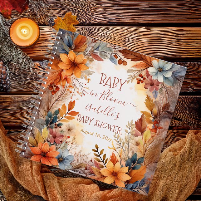 Boho Baby in Bloom Fall Floral Shower Livre d'or (Boho Baby in Bloom Fall | Autumn Floral Frame Baby Shower Guest Book Notebook)