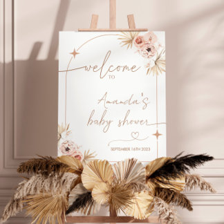 Boho Baby shower Affiche de bienvenue, Pampas Gras