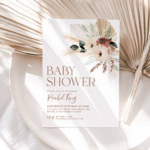 Boho Baby shower Invitation Floral Verdure rustiqu