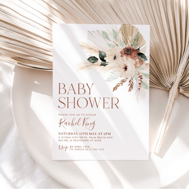 Boho Baby shower Invitation Floral Verdure rustiqu (Créateur téléchargé)