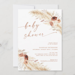 Boho Baby shower Invitation Pampas Grass Invitatio