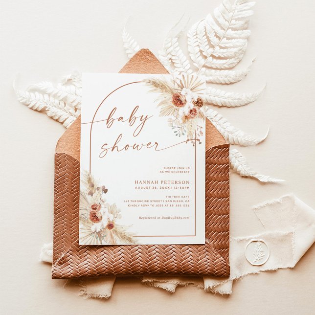 Boho Baby shower Invitation Pampas Grass Invitatio (Créateur téléchargé)