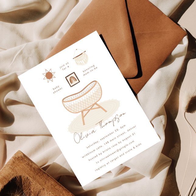 Boho Baby shower Nursery Terracotta Invitations (Créateur téléchargé)