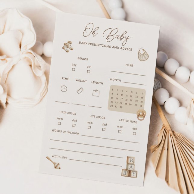 Boho Baby Shower Predictions And Advice Card (Créateur téléchargé)