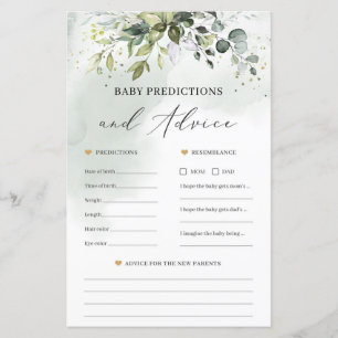 Boho baby shower prédictions et jeu de conseil