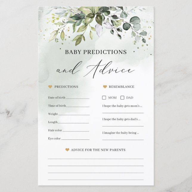 Boho baby shower prédictions et jeu de conseil (Devant)