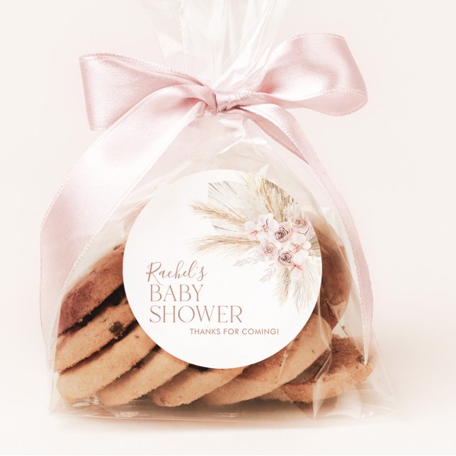 Boho Baby shower rose Favoriser Stickers Baby Girl (Créateur téléchargé)