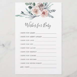 Boho Baby shower Rose Wings Pour Baby Card