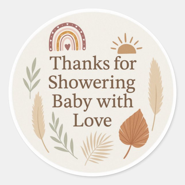 Boho Baby Shower Thank You Sticker (Devant)