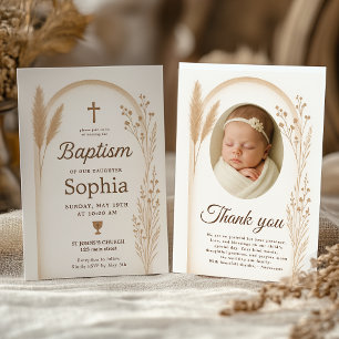 Boho Baptism Invitation et jeu de Cartes de remerc
