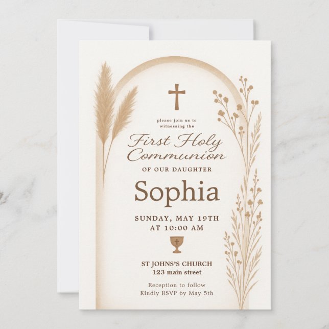 Boho Baptism Invitation et jeu de Cartes de remerc (Devant)