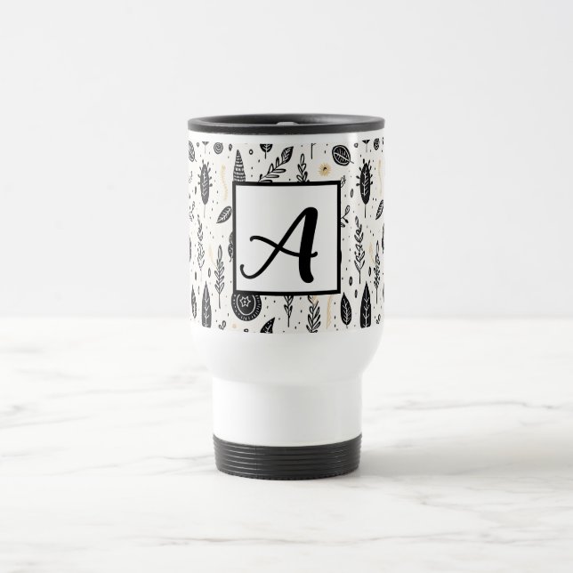 Boho Basic Black and White Travel Mug (Centre)
