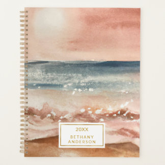 Boho Beach Vagues sable soleil aquarelle