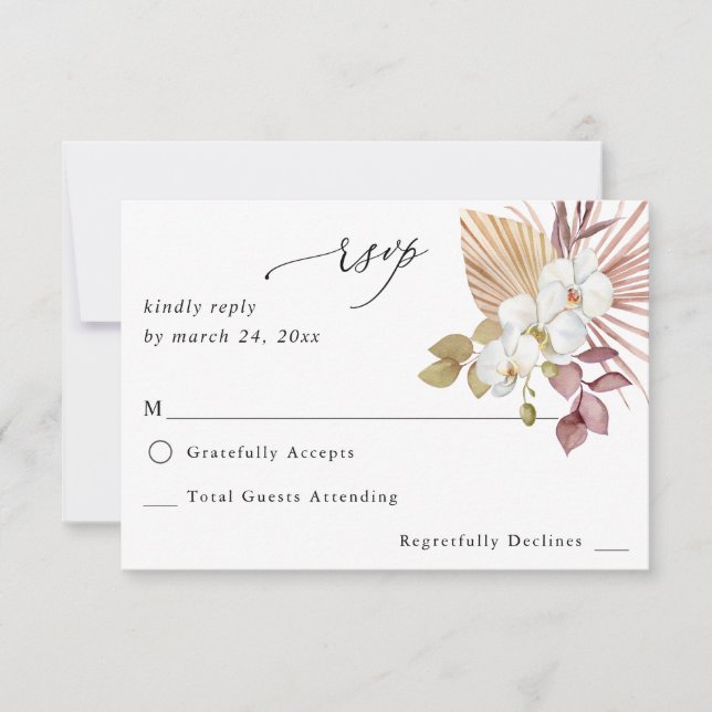 Boho Beach White Floral no Repas RSVP (Devant)