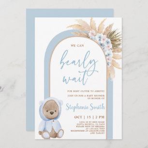 Boho Bear Baby shower Invitation garçon