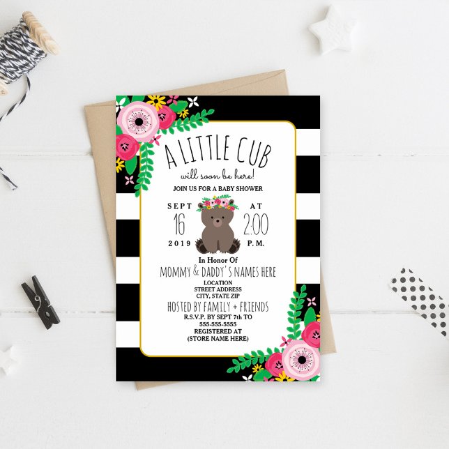 Boho Bear Cub Baby shower Invitation (Créateur téléchargé)
