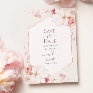 Boho Beige et rose Roses Enregistrer la carte Date