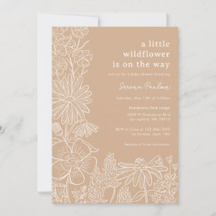 Boho Beige Fleur sauvage Baby shower Invitation