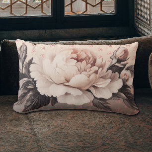 Boho Beige Floral Monogramme Lumbar Lisse oreiller