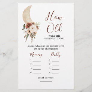 Boho Beige Moon Baby shower Comment vieux parents