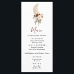 Boho Beige Moon Baby shower Menu Panneau<br><div class="desc">Boho Beige Moon Floral Baby shower Menu Signe</div>