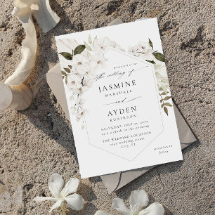 Boho blanc Faire-part de mariage floral V3 LN