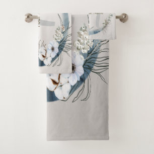 Boho Blanc Orchidée Fleurs Bleu Lune Élégant