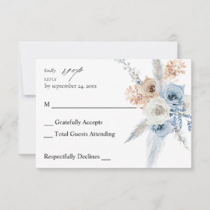 Boho bleu et beige Floral no Repas RSVP 2