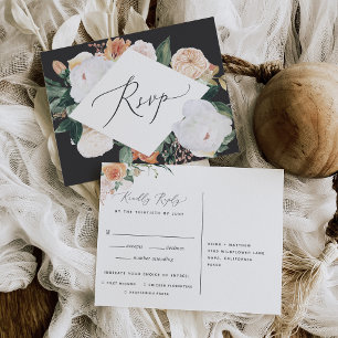 Boho Blooms carte postale RSVP avec choix de repas