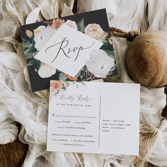Boho Blooms carte postale RSVP avec choix de repas (Créateur téléchargé)