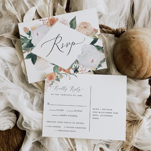 Boho Blooms carte postale RSVP avec choix de repas (Créateur téléchargé)