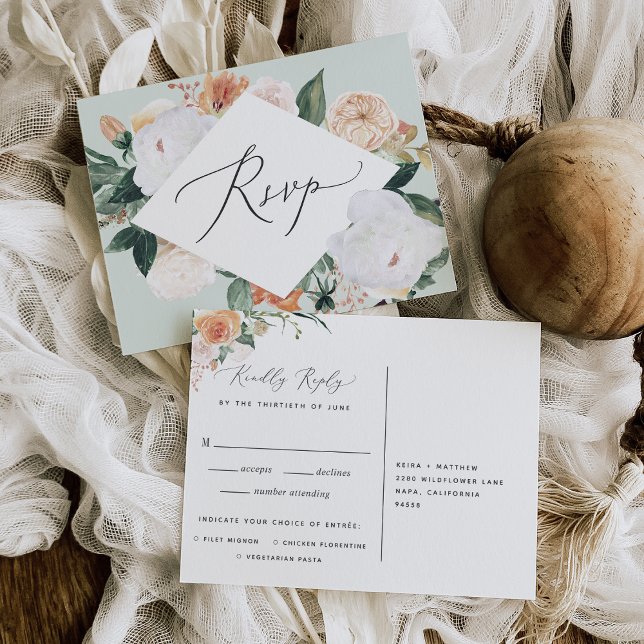 Boho Blooms carte postale RSVP avec choix de repas (Créateur téléchargé)