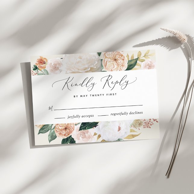 Boho Blooms Moderne Mariage Floral Carte RSVP (Créateur téléchargé)