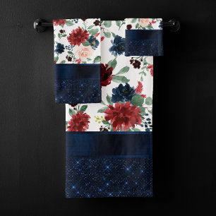 Boho Blooms Russe Navy et Bourgogne Shimmer