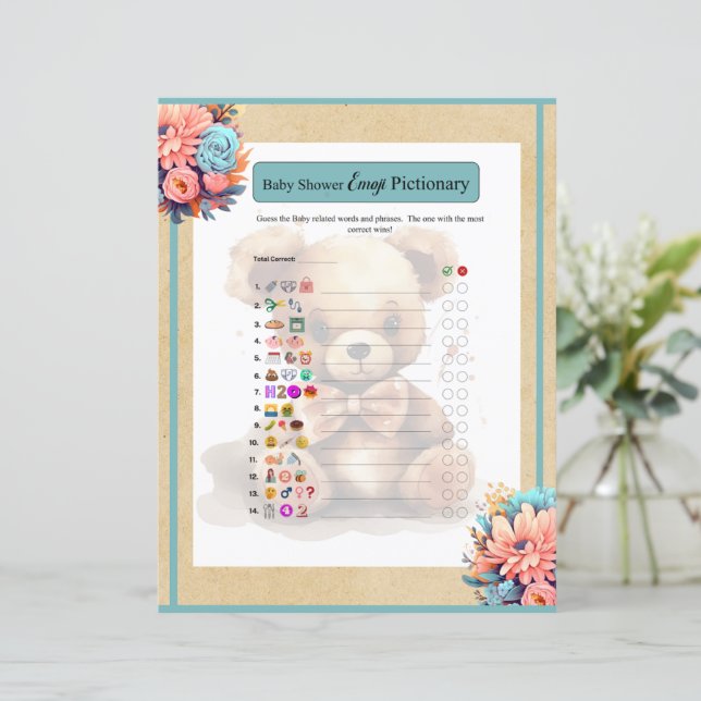 Boho Blue Bear Baby Emoji Jeu (Debout devant)