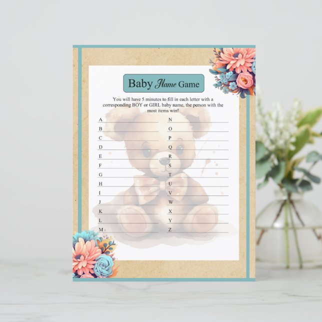 Boho Blue Bear Baby Name Jeu (Debout devant)