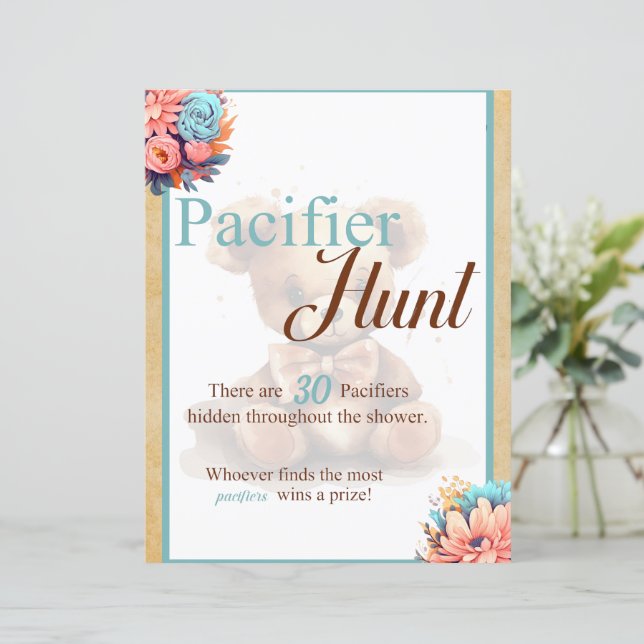 Boho Blue Bear Baby shower Chasse au canard Jeu (Debout devant)