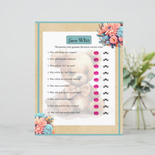 Boho Blue Bear Baby shower Devinez Qui Joue