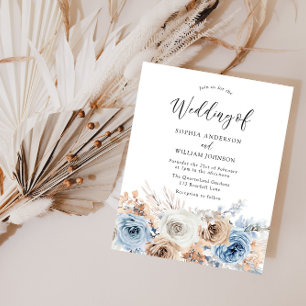 Boho Blue Floral Budget Faire-part de mariage