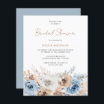 Boho Blue Floral Budget Nuptiale Douche Invitation<br><div class="desc">Boho Blue Floral Budget Nuptiale Douche Invitation</div>
