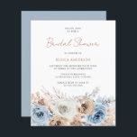 Boho Blue Floral Budget Nuptiale Douche Invitation<br><div class="desc">Boho Blue Floral Budget Nuptiale Douche Invitation</div>