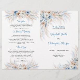 Boho Blue Floral et Pampas Roses d'ivoire