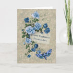 Boho Blue Roses Moth Watercolor Carte d'anniversai<br><div class="desc">Cette carte d'anniversaire personnalisée comporte un bouquet de roses bleus et une teigne bleue.   Le texte à l'intérieur peut également être changé.</div>
