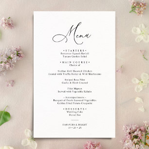 Boho Blush Black & White Modern Mariage Menu