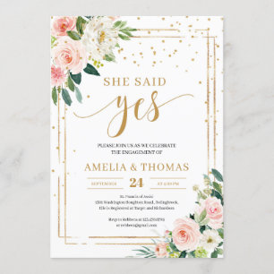 Boho BLush cadre or rose elle a dit oui invitation