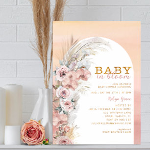 Boho Blush Pampas Baby in Bloom Invitation