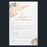 Boho Blush Pampas Grass Conseils pour la carte Mar<br><div class="desc">Boho Blush Pampas Grass conseil pour la carte d'épouse</div>