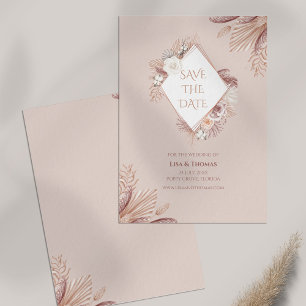 Boho Blush Pampas Grass Enregistrer la carte Date